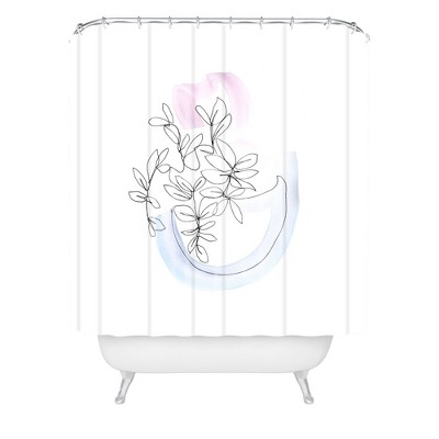 Jacqueline Maldonado Contour Line Botanical Shower Curtain Black - Deny Designs