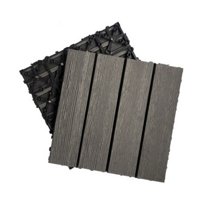 Syemin Carpet Tiles Wood Plastic Composite Deck Tiles Set of 20PCS, Interlocking Decking Tiles, Waterproof, Indoor Outdoor, Gray, 11.8"*11.8"*0.79"