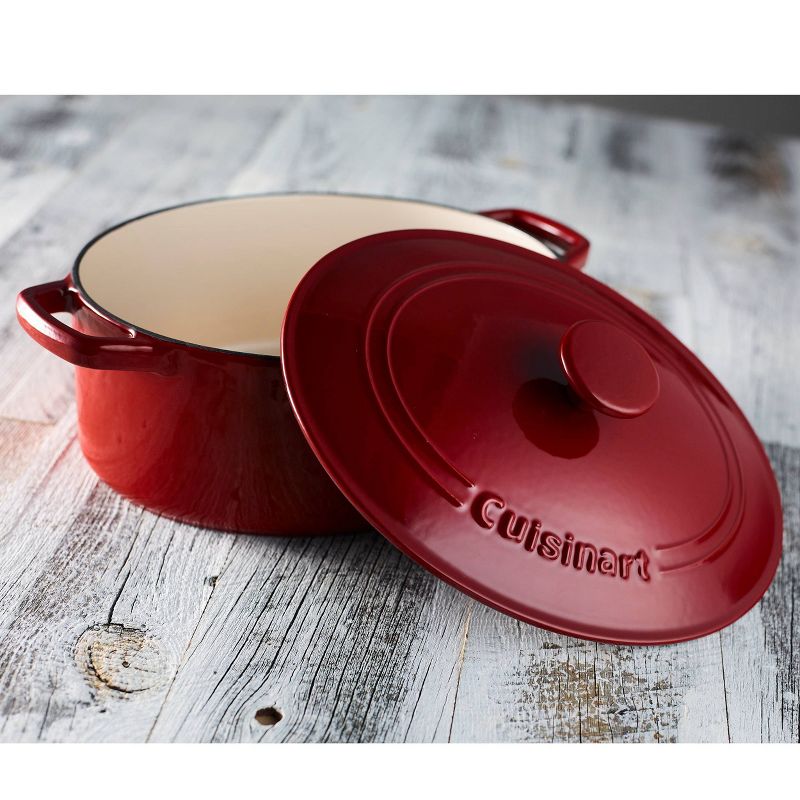 Cuisinart Chef&#39;s Classic 5.5qt Red Enameled Cast Iron Oval Casserole with Cover - CI755-30CR, 3 of 7