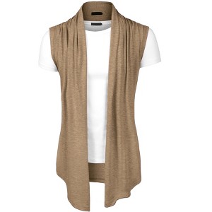 Lars Amadeus Men's Casual Open Front Sleeveless Irregular Hem Cardigan Vest - 1 of 4