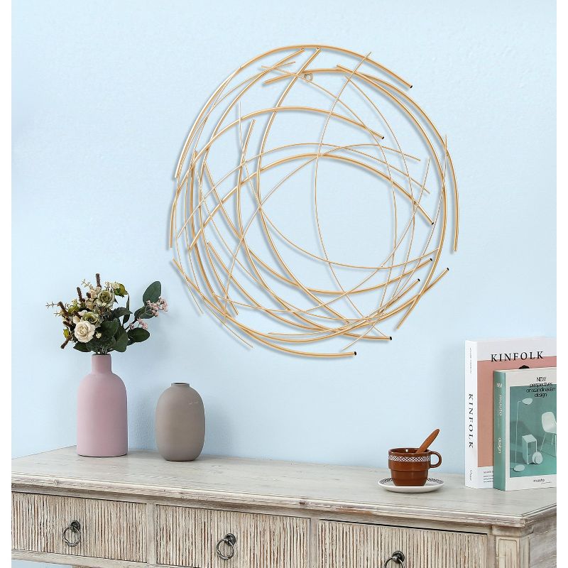 LuxenHome Gold Metal Abstract Swirl Round Wall Decor, 3 of 15