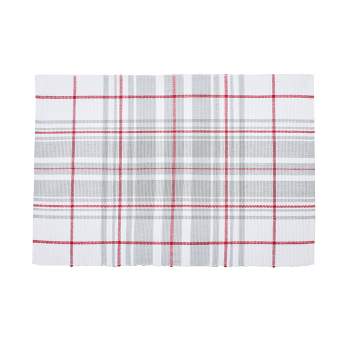 C&F Home Sentiment Red White and Gray Plaid Woven Placemat Set of 6