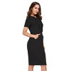 BLUEMING Womens Hoodie Dresses Short Sleeve Pockets Knee Length Bodycon Dresses Casual Midi Dresses - 3 of 4