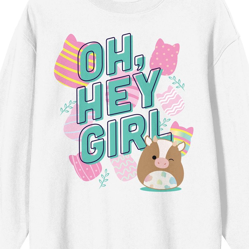 Squishmallows "Oh, Hey Girl" Adult White Crew Neck Long Sleeve Sweatshirt, 2 of 4