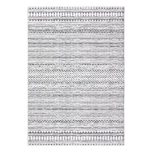 2 x 6 ft Polyester Black Rectangular Dining Room Laundry Bathroom Kitchen Geometric Stripped Print Modern Machine Washable Runner Rug - 1 of 4