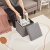 VECELO Folding Storage Ottoman Bench, End of Bed Linen Fabric Foot Rest Stool with Padded Seat, Large Footstool for Bedroom or Living Room - 4 of 4