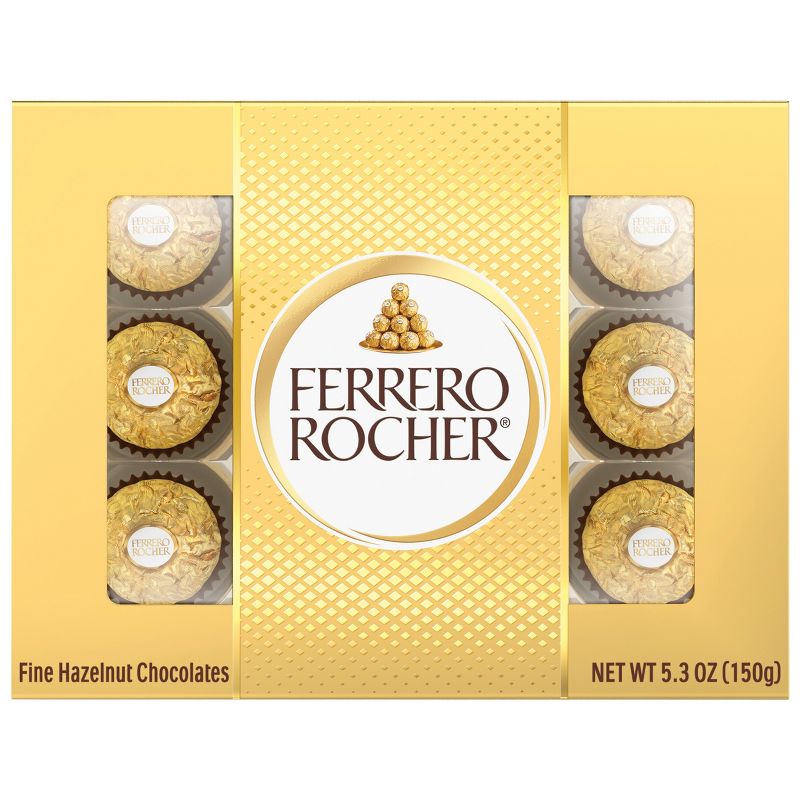Ferrero Rocher Fine Hazelnut Chocolate Candy - 5.3oz/12ct, 1 of 9