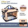 JESPET 36'' Soft Dog Crates Kennel for Pets, 3 Door Soft Sided Folding Travel Pet Carrier with Straps and Fleece Mat for Dogs, Cats, Rabbits, Grey - 2 of 4