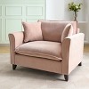 46.9"W Chenille Fabric Upholstered Oversized Accent Armchair, Comfy Single Sofa with Pillow - ModernLuxe - 2 of 4