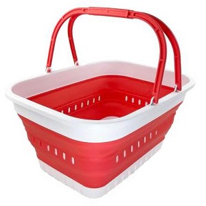 SAMMART 26L (6.8 Gallons) Collapsible Plastic Laundry Basket with Handle - 1 of 4