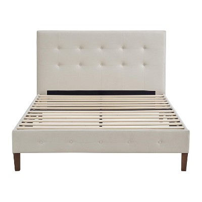 Classic Brands Seattle Modern Contemporary Tufted Upholstered Platform Bed with Headboard, Wood Frame, and Wood Slat Support, Full, Peyton Shell