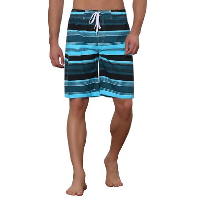 Lars Amadeus Men's Drawstring Stripes Printed Color Block Beach Long Board Shorts 36 Blue — фото 5