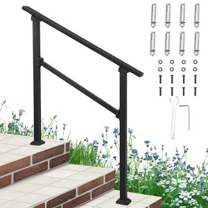 COZONY Metal Handrails for Outdoor Steps, Adjustable Stair Railing with All-Weather Coating, Heavy Duty Hand Rail Kit for Porch, Stairs, Balcony - 1 of 4