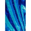 LunaLulinlk "3D Shaggy" Ocean Waves Blue Shag Area Rug Hand Tufted Area Rug - 3 of 4