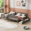 Twin over Full Wood Bunk Bed Frame with Drawers/ Twin Size Trundle Bed 4W -ModernLuxe - 2 of 4