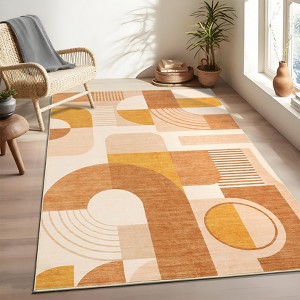 Area Rug Modern Geometric Abstract Rug Bedroom Ultra-Thin Soft Low Pile Large Carpet Living Room Non Slip Dining Room - 1 of 4