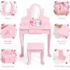 Kids Vanity Set with Drawer, with Wooden Makeup Playset, with Mirror, Makeup Table and Stool for 4-9 Girls, Pink - 3 of 4