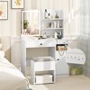 Tangkula Vanity Desk with Mirror & Lights Makeup Dressing Table w/Cushioned Storage Stool & Power Outlets White/Black - 2 of 4