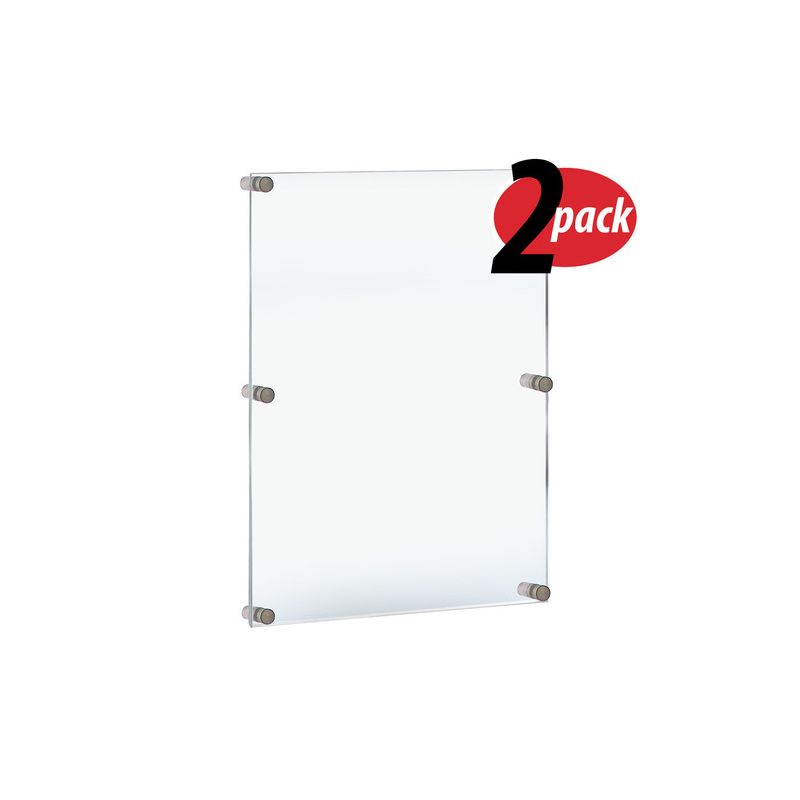 Azar Displays Floating Acrylic Wall Frame with Silver Stand Off Caps: 24" x 36" Graphic Size, Overall Frame Size: 28" x 40", 2-Pack, 1 of 11