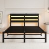 Gulches Full Size Metal Bed Frame with Wooden Headboard RGB Lights Outlets & Charger Storage Shelf - 3 of 4
