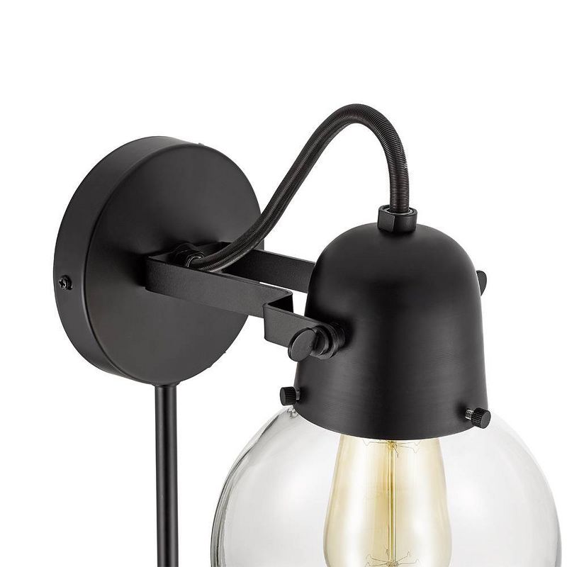 9.5&#34; Mid-Century Glass Globe Plug-In Wall Light Mount Sconce (Includes LED Light Bulb) Dark Bronze - Cresswell Lighting, 4 of 13
