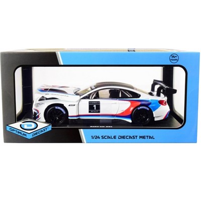 BMW M6 GT3 #1 White with Black Top and Stripes 1/24 Diecast Model Car by Optimum Diecast