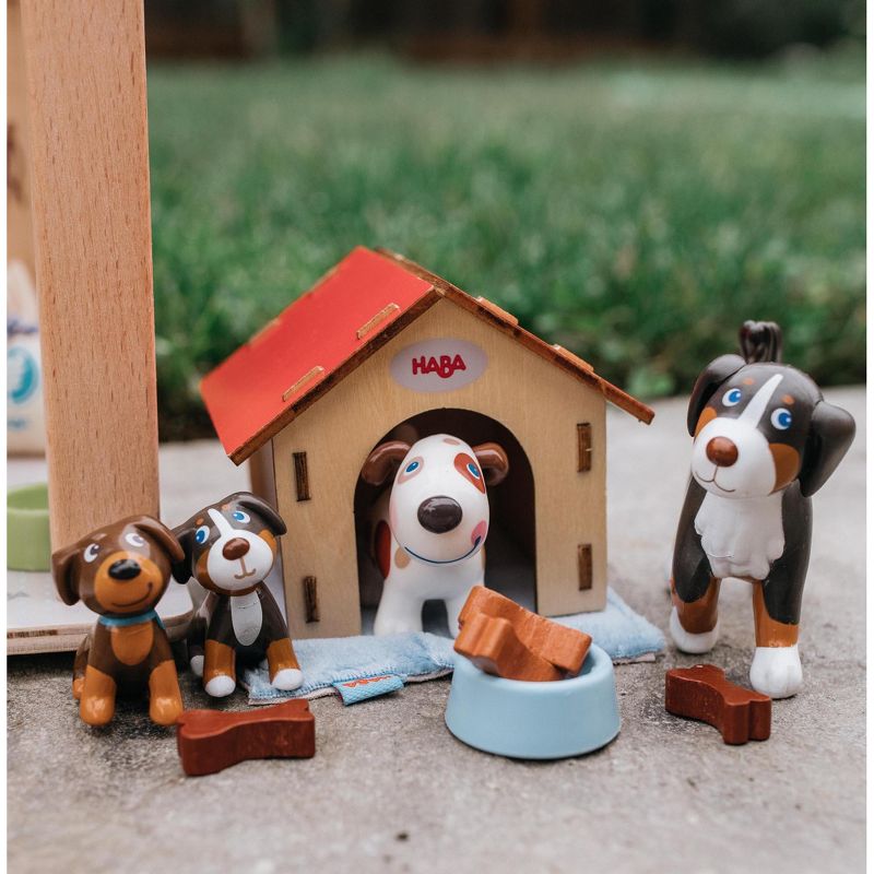 HABA Little Friends Dog Lucky - Pet Toy Figure with Doghouse & Wooden Bones, 3 of 9