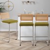 Bekrvio Bar Stools Set of 2/3/4, 26”/30" Barstool with Rattan Back, Velvet-Upholstered & Chrome Frame,Mid Century Modern Kitchen Stool for Island - 2 of 4