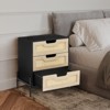 Rattan Nightstand, Farmhouse End Table with 3 Rattan Drawers, Wood Dresser Chest of Drawers with Sturdy Metal Legs, Modern Dresser Cabinet - 3 of 4