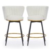 DOMETOUR Velvet Bar Stools Set of 2 Counter Height Swivel Upholstered Barstools with Backs and Metal Legs - 3 of 4