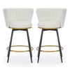 DOMETOUR Velvet Bar Stools Set of 2 Counter Height Swivel Upholstered Barstools with Backs and Metal Legs - image 3 of 4