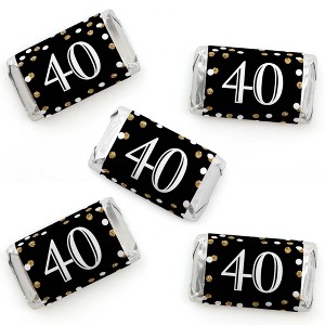 Big Dot of Happiness Adult 40th Birthday - Gold - Mini Candy Bar Wrapper Stickers - Birthday Party Small Favors - 40 Count - 1 of 4