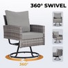 Anybear 3PC Grey Wicker Rattan Swivel Chairs with Coffee Table Outdoor Seating Set - 2 of 4