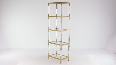 Fabulaxe Acrylic Gold Metal Modern 4 Shelf Etagere Bookcase With Glass  Shelves : Target