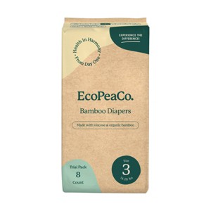 EcoPeaCo. Trial and Travel Bamboo Disposable Diapers - Made with Organic Bamboo and Viscose - Size 3 - 8ct - 1 of 4