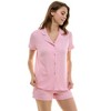 Jaclyn Short Sleeve Ribbed Notched Collar Top & Shorts 2 Piece Pajama Set (Juniors & Women) - 3 of 4