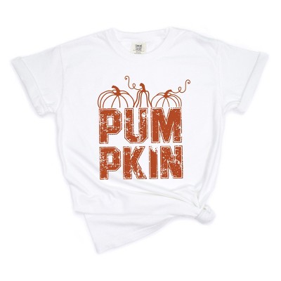 Simply Sage Market Women's Pumpkin Distressed Short Sleeve Garment Dyed Tee