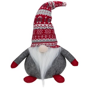 Northlight Lodge-Style Plush Gnome Christmas Figure - 17" - Red, Gray, and White - 1 of 4