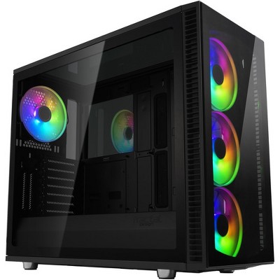 Fractal Design Define S2 Vision RGB Computer Case - Black - Tempered Glass - 5 x Bay - 4 x 5.51" x Fan(s) Installed - 0