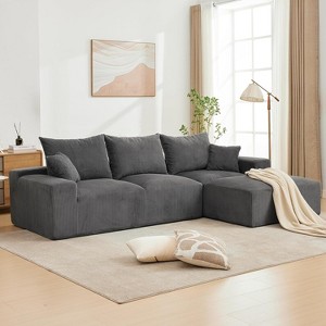 110In Oversized L-Shaped Sofa, Cloud Sectional Couch w/Chaise Throw Pillows, Soft Corduroy Boneless Foam Sofa for Living Rooms, Apartments, Dorms - 1 of 4