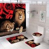 LunaLulinlk 4 Pcs Bathroom Shower Curtain Set,Red Rose and Lion Shower - 2 of 4
