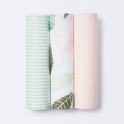 Muslin Swaddle Blankets Blooms - Cloud Island™ 3pk