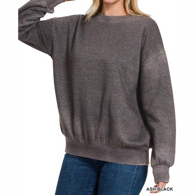 Women's Mila Acid Wash Pullover - ZENANA