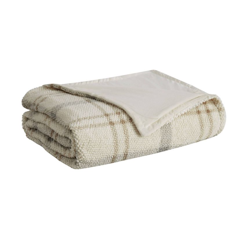 50"x60" Popcorn Plaid High Pile Fleece Plush Reversible Throw Blanket - London Fog, 1 of 8
