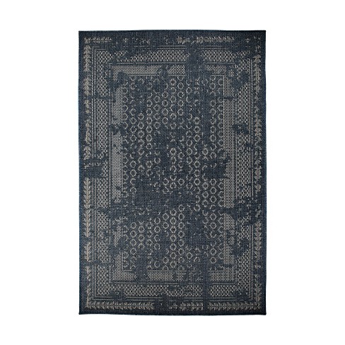 Outdoor Rug - Modern Area Rugs for Indoor and Outdoor patios, Kitchen and  Hallway mats - Washable Outside Carpet (5x7, Medallion - Blue/White)