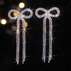 Bow Earrings Rhinestone Bow Earrings Bow Stud Earring Bow Dangle Drop Statement Earrings for Women - 3 of 4