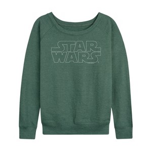 Women's - Star Wars - Logo Outline Lightweight French Terry Wide Neck Long Sleeve Shirt - 1 of 4