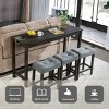 4 Piece Bar Table Set With Power Outlet, Bar Table Set With Chairs, Bar Table With Stools, Behind Couch Table With 3 Padded Stools-Cuddlewood - 3 of 4