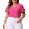 Agnes Orinda Women's Plus Size V Neck Eyelet Short Sleeve Casual Trendy Blouses - 2 of 4