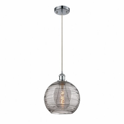 Athens Deco Swirl - 1 Light Cord Hung Mini Pendant In Industrial Style-13 Inches Tall and 10 Inches Wide